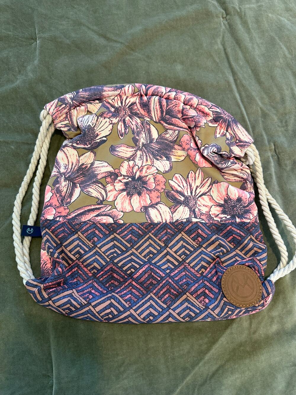 Maaji Swimsuit Stretchy Material Drawstring Bag Floral, Colorful